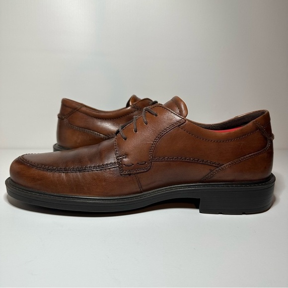 Ecco Brown Leather Oxford Loafers Lace Up Shoe Men’s Size 44 - Picture 3 of 8